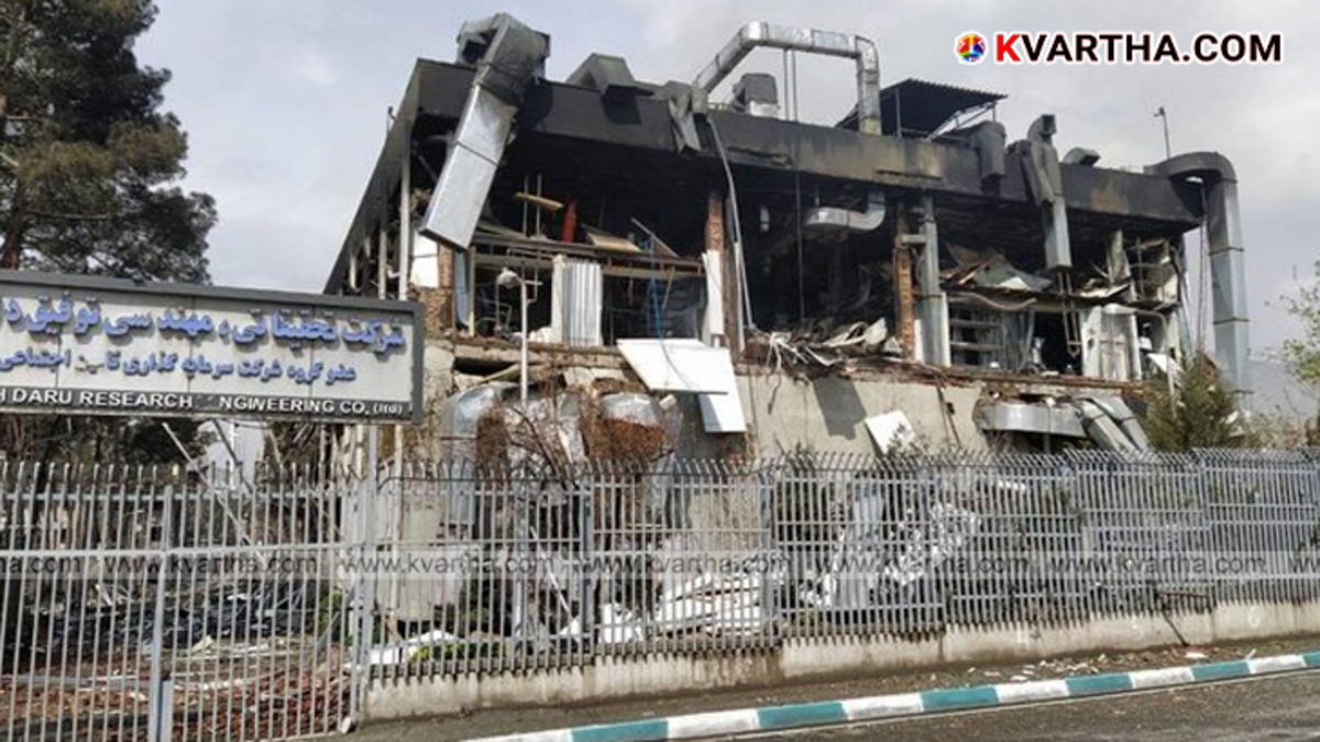  A visual representing the aftermath of an airstrike on an industrial facility in Tehran during the 2026 conflict.