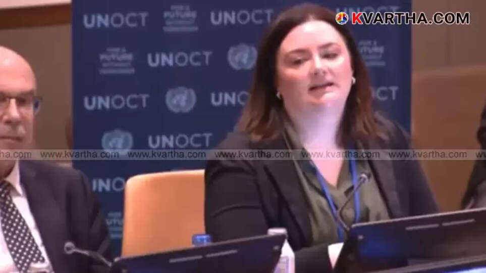 Indian representative Yojna Patel speaking at the UN.