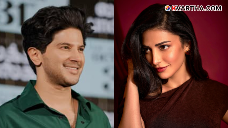 Actress Shruti Haasan and Actor Dulquer Salmaan sharing a moment.