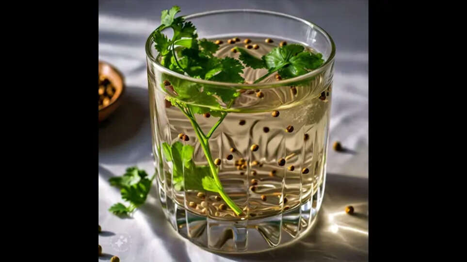 A glass of coriander seed water