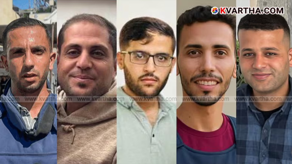 A symbolic photo of journalists reporting from the Gaza Strip.