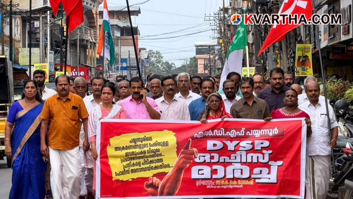 Conceptual image showing CPIM Kannur District Secretary K K Ragesh giving a speech