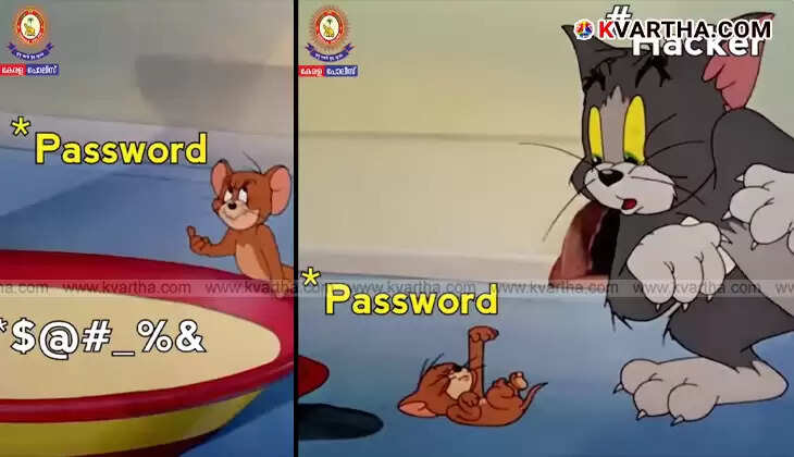 Kerala Police promotes cyber security awareness with a focus on strong passwords.