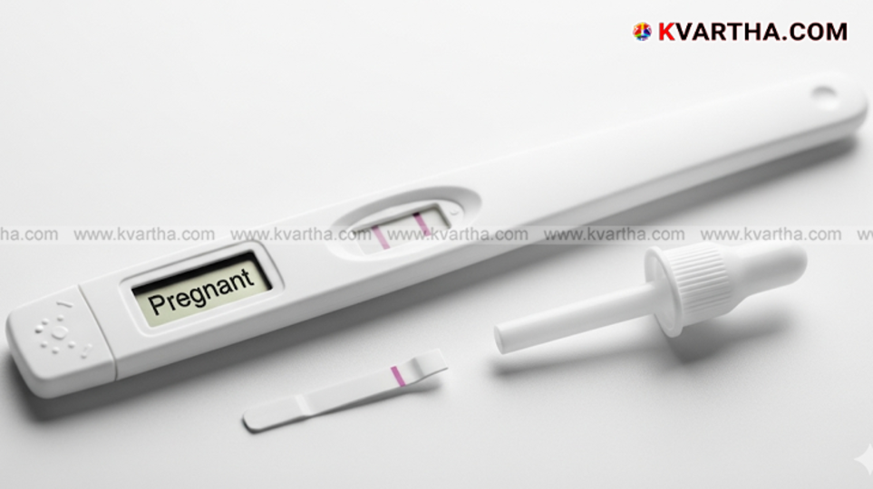 A man holding a pregnancy test kit, highlighting a positive result.