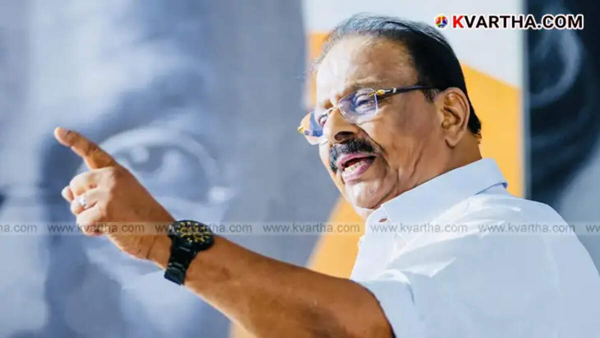  KPCC President K. Sudhakaran addressing the press.