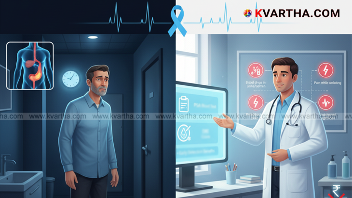 An image representing prostate cancer awareness with a man in the background.