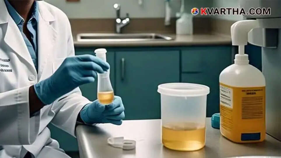 Person testing their urine for foam, kidney health, medical test