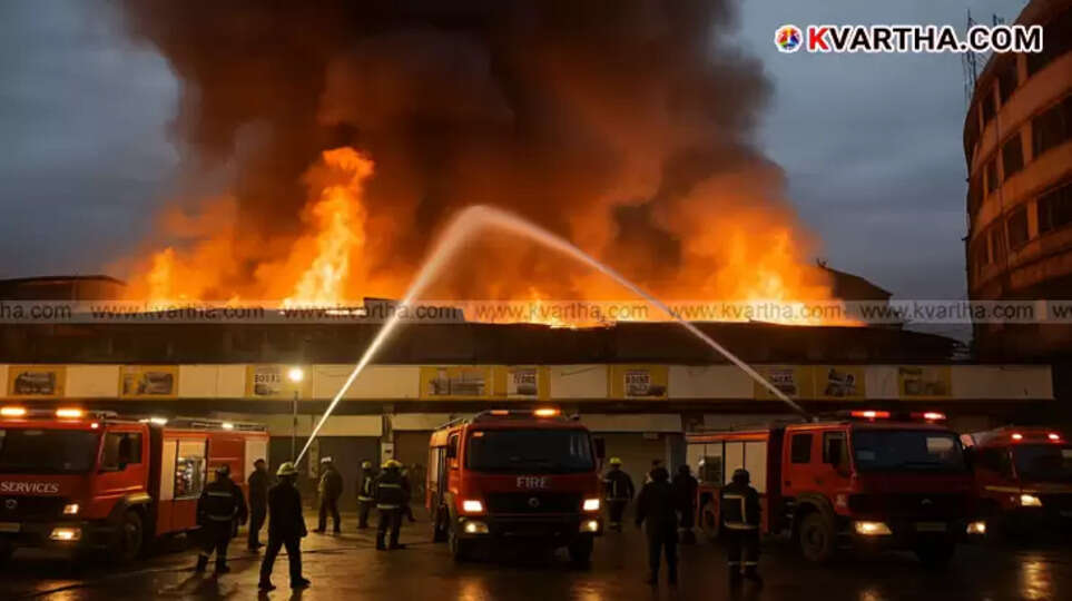 Fire at Kozhikode new bus stand.