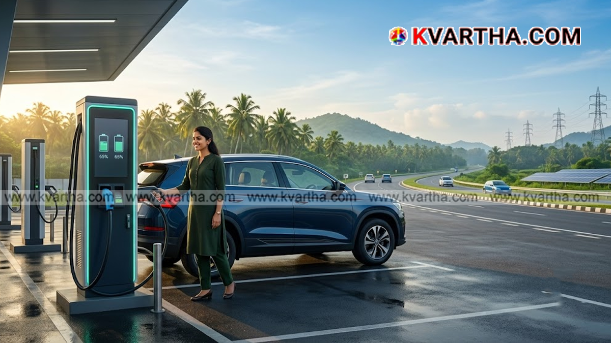 Electric vehicle charging at a KSEB station