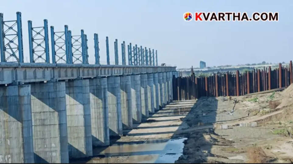 Conceptual rendering of the Kalpasar project dam spanning across the Gulf of Khambhat with a highway