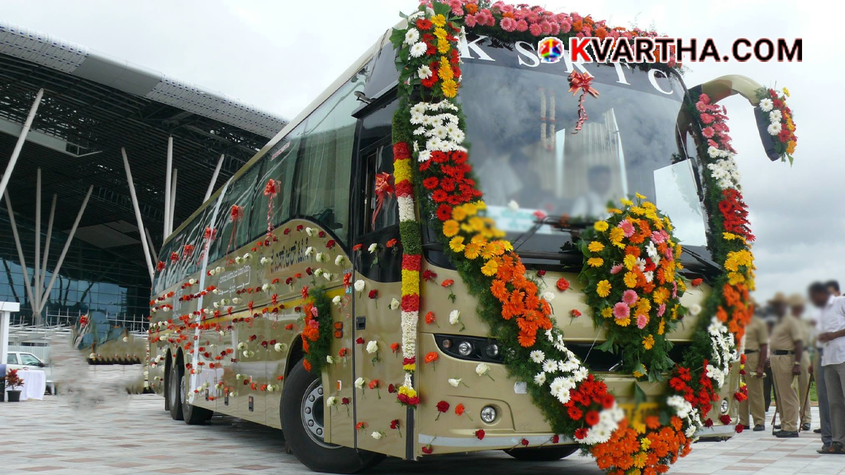 Karnataka RTC Fly Bus parked at Kempegowda International Airport