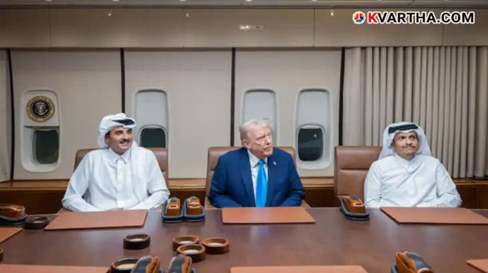 Donald Trump meets Qatar Emir and PM on Air Force One