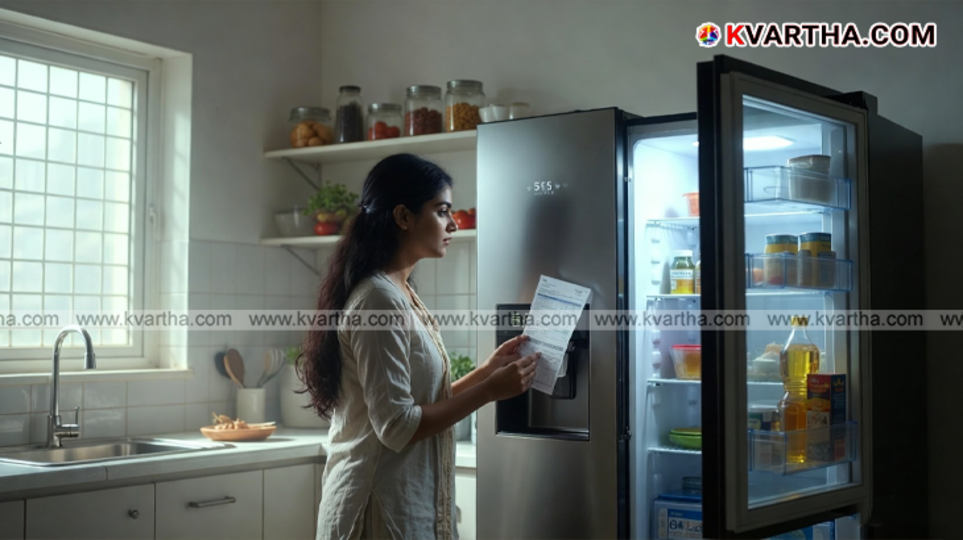  A close-up of a 5-star BEE energy rating sticker on a refrigerator.