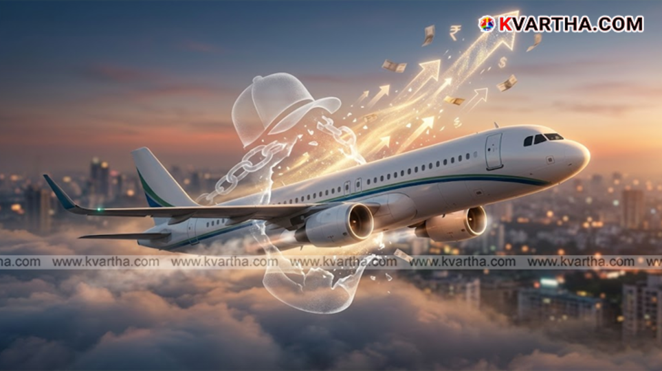 Domestic flights at an Indian airport with airfare update overlay.