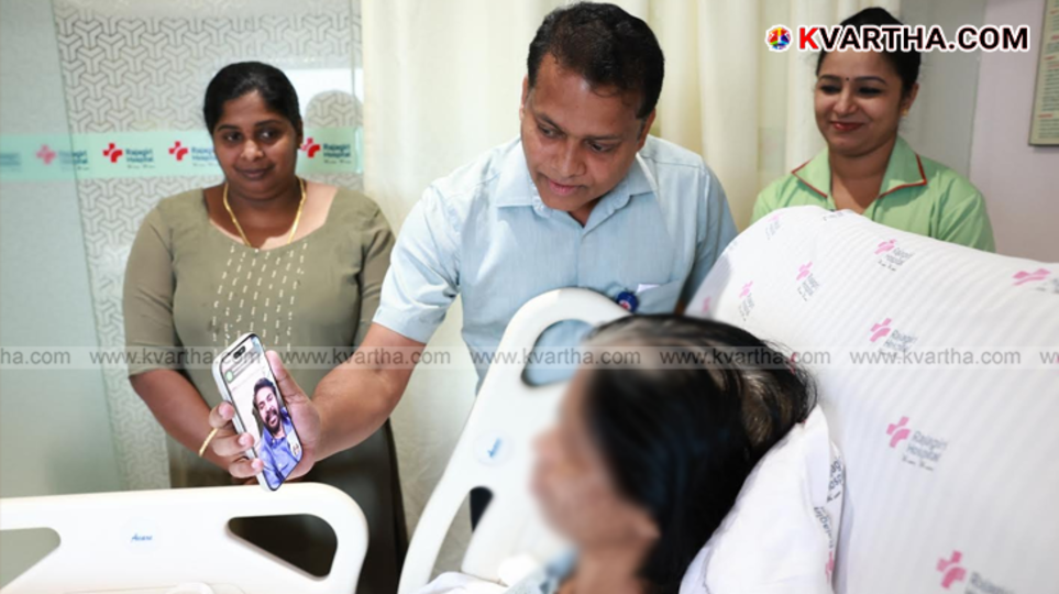  Actor Mammootty talking to Sandhya Biju via video call.