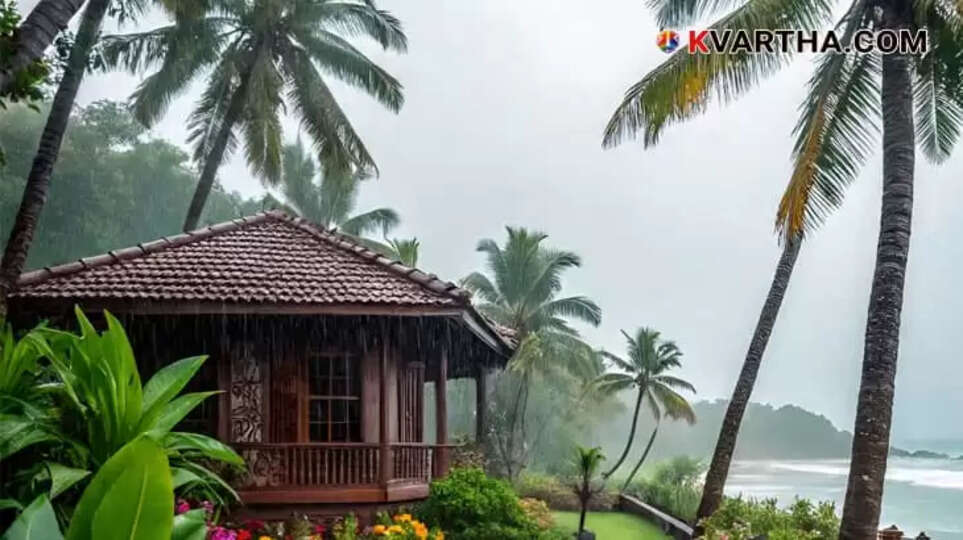 Image Representing Low-Pressure Area Intensifies, Leading to Widespread Rain in Kerala; Yellow Alert Issued for 5 Districts