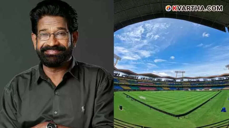 Image of GCDA Chairman K Chandran Pillai and Jawaharlal Nehru International Stadium Kochi.