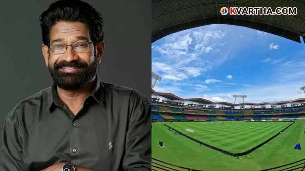 Image of GCDA Chairman K Chandran Pillai and Jawaharlal Nehru International Stadium Kochi.