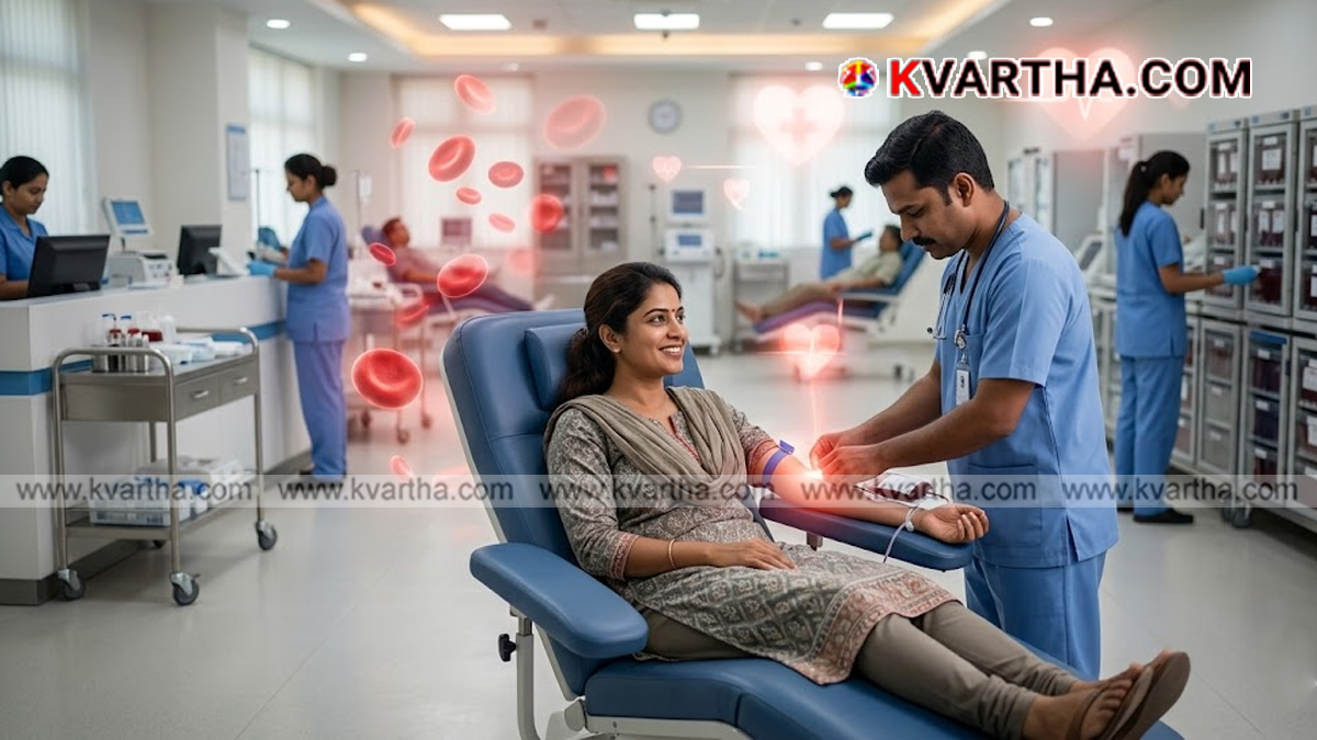 Medical concept of blood donation health benefits.