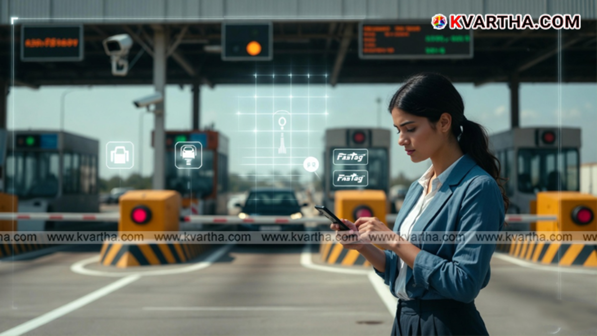 An automated toll gate on a National Highway in India with digital cameras.