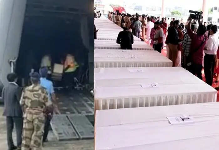 Kuwait Fire Rescue Kuwait Fire | ചേതനയറ്റ ശരീരങ്ങളുമായി വ്യോമസേനാ വിമാനം കൊച്ചി ...